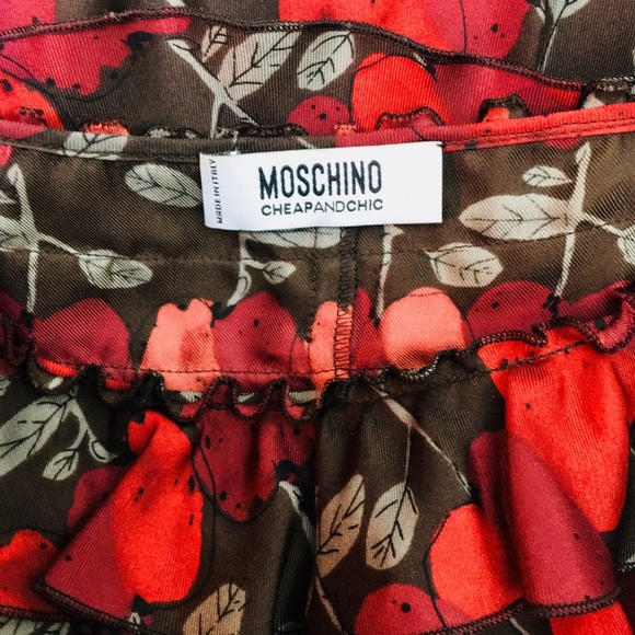 MOSCHINO Red Rose Print Tiered Ruffle Blouse - Picture 4 of 4